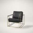 The Watson, featuring a upholstered seat and back wrapped in black leather