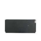 Wood credenza with a textured carved front, featuring vertical organic wave patterns and a rich warm wood finish.