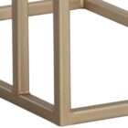 Rectangular tray-top side table with a dark wood surface and slim gold metal frame.