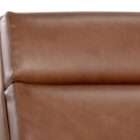 Modern leather recliner in warm brown with structured arms and metal side frame detailing.