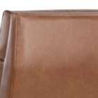 Modern leather recliner in warm brown with structured arms and metal side frame detailing.