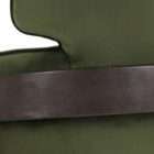 Modern lounge chair with a deep green velvet upholstered seat and backrest, supported by a slim dark wood frame with clean lines.