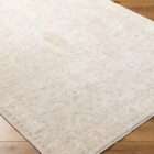 Light neutral area rug with a subtle vintage-inspired pattern in soft beige and ivory tones.