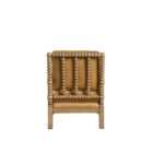 Leather accent chair with a warm tan cushion and back, featuring a solid wood frame with turned spindle detailing on the arms and legs.