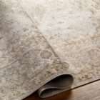 Surya Lillian area rug with vintage-inspired medallion pattern in warm beige, taupe, and soft grey tones